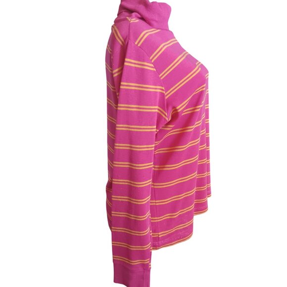 Vintage Women's Medium T-shirt Sears Pink Yellow Striped Turtleneck 1970's Hippy - Picture 4 of 6